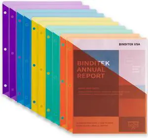 Binditek 10 Pack Poly Slash File Jackets for 3 Ring Binder, 8.5 x 11 Binditek 10 Pack Poly Slash File Jackets for 3 Ring Binder, 8.5 x 11