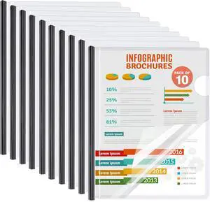 10 Pack Report Covers with Sliding Bar Clear Plastic Presentation Folders 10 Pack Report Covers with Sliding Bar Clear Plastic Presentation Folders