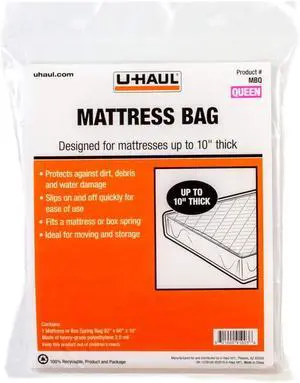 U-Haul Queen Mattress Bag Heavy-Duty Plastic Protection for Moving & Storage 92" x 60" x 10" (1-Pack) U-Haul Queen Mattress Bag Heavy-Duty Plastic Protection for Moving & Storage 92" x 60" x 10" (1-Pack)