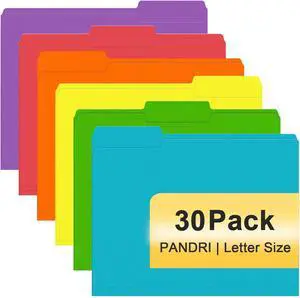 PANDRI Colored File Folders, 30 Pack 1/3 Cut Tab File Folder, 6 Colors PANDRI Colored File Folders, 30 Pack 1/3 Cut Tab File Folder, 6 Colors