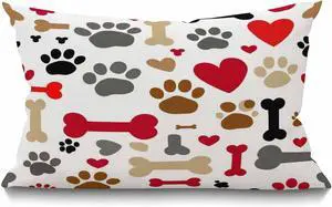 Smooffly Dogs Paws and Bones Cotton Linen Throw Lumbar Waist Pillow Case Cushion Cover Home Office Decorative Rectangle 12 X 20 Inches Smooffly Dogs Paws and Bones Cotton Linen Throw Lumbar Waist Pillow Case Cushion Cover Home Office Decorative Rectangle 12 X 20 Inches