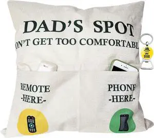 ZUYUROU Dad Gifts, 2-Pocket Dad's Spot Throw Pillow Covers 18 x 18 Inch + Engraved Bottle Opener, Dad Gifts from Daughter SonBirthday Christmas Thanksgiving Day Gifts for Papa Stepdad ZUYUROU Dad Gifts, 2-Pocket Dad's Spot Throw Pillow Covers 18 x 18 Inch + Engraved Bottle Opener, Dad Gifts from Daughter SonBirthday Christmas Thanksgiving Day Gifts for Papa Stepdad