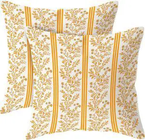 Set of 2 Vintage Flower Throw Pillow Covers 18x18 Inch Orange Striped Floral Decor Pillowcase Linen Decoration Cushion Covers for Farmhouse Home Sofa Couch Bed Chair Living Room Set of 2 Vintage Flower Throw Pillow Covers 18x18 Inch Orange Striped Floral Decor Pillowcase Linen Decoration Cushion Covers for Farmhouse Home Sofa Couch Bed Chair Living Room