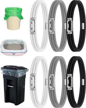 Garbage Can Rubber Bands Cord Lock Adjustable Design Trash Can Bands Fits 4-33 Gallon Trash Cans (6pcs (black,grey,white)) Garbage Can Rubber Bands Cord Lock Adjustable Design Trash Can Bands Fits 4-33 Gallon Trash Cans (6pcs (black,grey,white))
