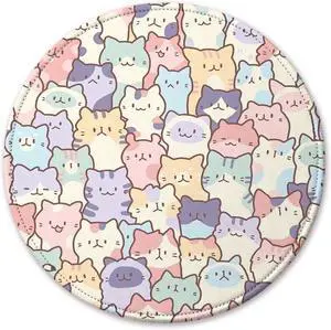 Round Cute Cat Mouse Pad, Kawaii Desk Mat for Game, Office & Home Round Cute Cat Mouse Pad, Kawaii Desk Mat for Game, Office & Home