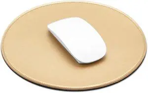 ProElife Round Mouse Pad, PU Leather Gold Desk Mat, Non-Slip Base, 8.66" ProElife Round Mouse Pad, PU Leather Gold Desk Mat, Non-Slip Base, 8.66"