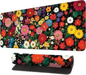 Mouse Pad, Large Anti-Slip with Stitched Edges Desk Mat Desktop Laptop Computer Desk Keyboard Mat,Table Protector Blotter Mat (Flower, 31.5" x 11.8") Mouse Pad, Large Anti-Slip with Stitched Edges Desk Mat Desktop Laptop Computer Desk Keyboard Mat,Table Protector Blotter Mat (Flower, 31.5" x 11.8")