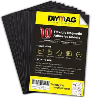 DIYMAG Magnetic Adhesive Sheets,4" x 6" 10 Pack Flexible Magnets for Craft DIYMAG Magnetic Adhesive Sheets,4" x 6" 10 Pack Flexible Magnets for Craft