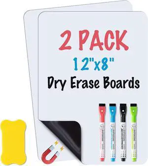 2-Pack Magnetic Dry Erase Board Sheet for Refrigerator, 12"x8" Erasable Fridge Whiteboard with 4 Markers & 1 Eraser, Small Flexible Magnet Blank Notepad for Home Kitchen Organizer Planner to-do List 2-Pack Magnetic Dry Erase Board Sheet for Refrigerator, 12"x8" Erasable Fridge Whiteboard with 4 Markers & 1 Eraser, Small Flexible Magnet Blank Notepad for Home Kitchen Organizer Planner to-do List