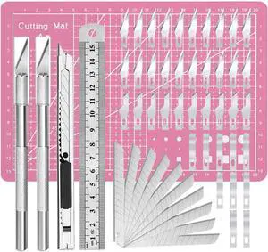 Exacto Knife Precision Carving Craft Hobby Knife Kit with 40 PCS Exacto Blades for DIY Art Work Cutting, Hobby, Scrapbooking, Stencil (Pink) Exacto Knife Precision Carving Craft Hobby Knife Kit with 40 PCS Exacto Blades for DIY Art Work Cutting, Hobby, Scrapbooking, Stencil (Pink)