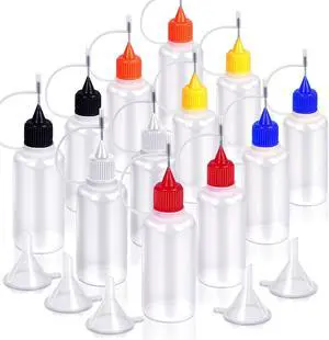 12pcs Precision Tip Applicator Bottles with 5 Mini Funnels, YGDZ 30ml Needle Tip Squeeze Glue Bottles for Paint Quilling Craft, 6 Colors 12pcs Precision Tip Applicator Bottles with 5 Mini Funnels, YGDZ 30ml Needle Tip Squeeze Glue Bottles for Paint Quilling Craft, 6 Colors