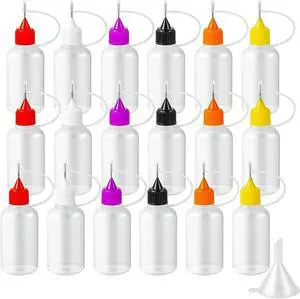 18PCS Precision Needle Tip Glue Applicator Bottles, 6 Color 30ML/1 OZ Fine Needle Tip Squeeze Bottle with Mini Funnel for DIY Paint Paper Quilling Craft Glue Ink Liquid Acrylic Painting, YEAJOIN 18PCS Precision Needle Tip Glue Applicator Bottles, 6 Color 30ML/1 OZ Fine Needle Tip Squeeze Bottle with Mini Funnel for DIY Paint Paper Quilling Craft Glue Ink Liquid Acrylic Painting, YEAJOIN