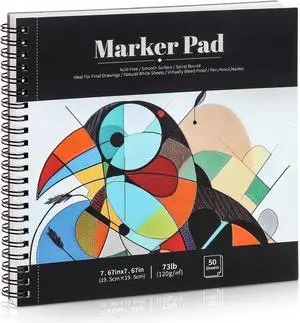 50 Sheets Marker Paper Pad, 7.6 × 7.6 in, 120gsm Alcohol Marker Paper 50 Sheets Marker Paper Pad, 7.6 × 7.6 in, 120gsm Alcohol Marker Paper
