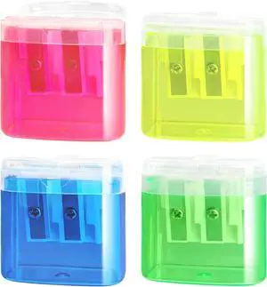 4 PCS Handheld Pencil Sharpeners with Lid, Multicolor Dual Hole Manual Little Sharpener for Crayons Graphite Pastel Colouring Lip Liners Eye Brow Pencils 4 PCS Handheld Pencil Sharpeners with Lid, Multicolor Dual Hole Manual Little Sharpener for Crayons Graphite Pastel Colouring Lip Liners Eye Brow Pencils