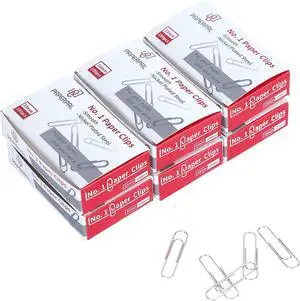 PAPERPAL Paperclips for Office School & Personal Use, #1 Smooth Paper Clip (1-2/7"), 600 Medium Paper Clips (6 Boxes of 100 Each), Silver PAPERPAL Paperclips for Office School & Personal Use, #1 Smooth Paper Clip (1-2/7"), 600 Medium Paper Clips (6 Boxes of 100 Each), Silver