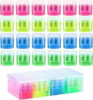 24 Pieces Pencil Sharpeners Manual Dual Holes Pencil Sharpener with Lid Portable Colorful Crayon Sharpener for Kids & Adults, School, Office, Home, Travel 24 Pieces Pencil Sharpeners Manual Dual Holes Pencil Sharpener with Lid Portable Colorful Crayon Sharpener for Kids & Adults, School, Office, Home, Travel