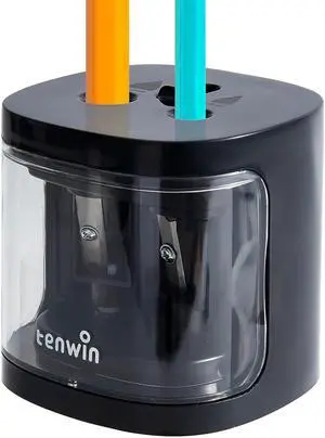 tenwin Electric Pencil Sharpener, Dual-Hole Fit for 6-12mm Pencils tenwin Electric Pencil Sharpener, Dual-Hole Fit for 6-12mm Pencils