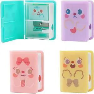 Comimark 4 pcs Dual Purpose Book Pencil Sharpener Eraser, Cute Cartoon Student Eraser Pencil Sharpener Comimark 4 pcs Dual Purpose Book Pencil Sharpener Eraser, Cute Cartoon Student Eraser Pencil Sharpener