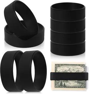 Jerify 8 Pcs Silicone Wallet Bands Elastic Cash Clip, Black Jerify 8 Pcs Silicone Wallet Bands Elastic Cash Clip, Black
