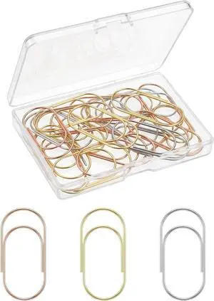 Chedin 30 Pcs 2Inch Jumbo Oversized Paper Clips-Non Skid Smooth Finish Steel Wire with Clear Box,Gold/Silver/Rose Gold for Office Supply,Planner,Bookmarks,School Gifts & Wedding/Invitation Decoration Chedin 30 Pcs 2Inch Jumbo Oversized Paper Clips-Non Skid Smooth Finish Steel Wire with Clear Box,Gold/Silver/Rose Gold for Office Supply,Planner,Bookmarks,School Gifts & Wedding/Invitation Decoration