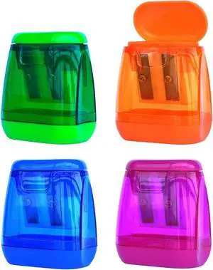 Pencil Sharpener, 4 PCS Dual Holes Pencil Sharpeners Manual with Lid, Colored Pencil Sharpener for Kids Students Adults, Portable Use in School Office Home Art Room and Outdoor Pencil Sharpener, 4 PCS Dual Holes Pencil Sharpeners Manual with Lid, Colored Pencil Sharpener for Kids Students Adults, Portable Use in School Office Home Art Room and Outdoor