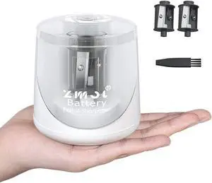 ZMOL Portable Battery Powered Electric Pencil Sharpener, 6-8mm, White ZMOL Portable Battery Powered Electric Pencil Sharpener, 6-8mm, White