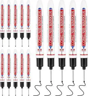 15 Pcs Long Nib Marker Pens with 20 mm Long Head Nose Tip, Black 15 Pcs Long Nib Marker Pens with 20 mm Long Head Nose Tip, Black
