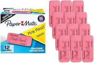 Paper Mate Erasers, Pink Pearl, 12 Count - Latex Free and Smudge Resistant, Back to School, Teacher Supplies Paper Mate Erasers, Pink Pearl, 12 Count - Latex Free and Smudge Resistant, Back to School, Teacher Supplies