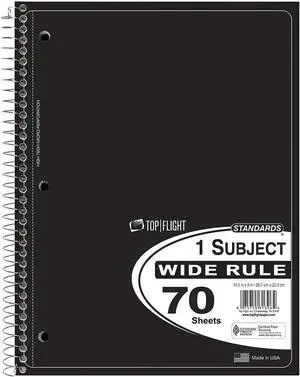 Top Flight Standards 1-Subject Notebook, 70 Sheets, Perforated, Wide Rule, Color May Vary (31306) Top Flight Standards 1-Subject Notebook, 70 Sheets, Perforated, Wide Rule, Color May Vary (31306)