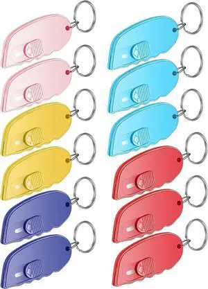 Minatee 12 Pack Mini Keychain Box Cutter Portable Pocket,Classical Color Minatee 12 Pack Mini Keychain Box Cutter Portable Pocket,Classical Color