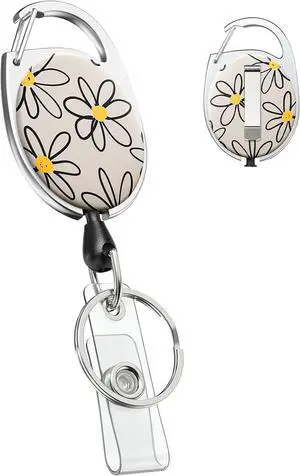 Uniclife Cute Retractable Badge Reel Flower Keychain for Badge Holder White Uniclife Cute Retractable Badge Reel Flower Keychain for Badge Holder White
