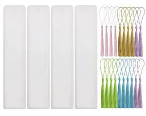 Bookmark Mold with Tassels 4Pcs Rectangle Silicone Jewelry Making Mould with 20Pcs Colorful Silky Tassels for Epoxy Resin Casting Christmas Ornaments Gift Tags Craft DIY (2.5x14cm, Rectangle) Bookmark Mold with Tassels 4Pcs Rectangle Silicone Jewelry Making Mould with 20Pcs Colorful Silky Tassels for Epoxy Resin Casting Christmas Ornaments Gift Tags Craft DIY (2.5x14cm, Rectangle)
