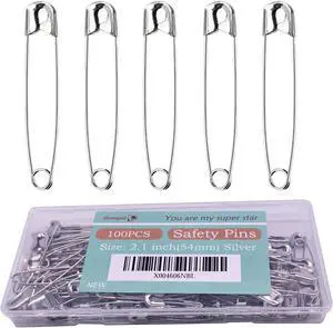 100PCS Safety Pins(Upgraded), 2inch Safety Pin, Rust-Resistant Nickel Plated Steel, Sharp Edge Safety Pin for Clothes, Sewing, Arts & Craft, Small Decorative Safety Pins (Silver) 100PCS Safety Pins(Upgraded), 2inch Safety Pin, Rust-Resistant Nickel Plated Steel, Sharp Edge Safety Pin for Clothes, Sewing, Arts & Craft, Small Decorative Safety Pins (Silver)