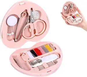 OLLBIT Heart Shaped Travel Sewing Kit Mini,Pink Portable Travel Sewing Repair Kit,DIY Sewings Box with Scissors Pins Marking Pins Thread Tweezers Needles Buttons Threading Needle(1 Pcs(Pink Heart)) OLLBIT Heart Shaped Travel Sewing Kit Mini,Pink Portable Travel Sewing Repair Kit,DIY Sewings Box with Scissors Pins Marking Pins Thread Tweezers Needles Buttons Threading Needle(1 Pcs(Pink Heart))