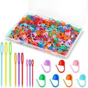 359PCS Crochet Accessories Kit, 7 Color Knitting Locking Stitch Markers with 9 Yarn Needles, Stitch Markers for Crocheting, Plastic Safety Pins for DIY & Craft Sewing 359PCS Crochet Accessories Kit, 7 Color Knitting Locking Stitch Markers with 9 Yarn Needles, Stitch Markers for Crocheting, Plastic Safety Pins for DIY & Craft Sewing