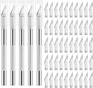 5PCS Craft Knife Hobby Knife Includes 50PCS Spare Exacto Knife Blades #11, HEADLEY TOOLS Precision Exacto Knife Set Ideal for Crafting, Scrapbooking, Arts, DIY, Stencil, Carving 5PCS Craft Knife Hobby Knife Includes 50PCS Spare Exacto Knife Blades #11, HEADLEY TOOLS Precision Exacto Knife Set Ideal for Crafting, Scrapbooking, Arts, DIY, Stencil, Carving