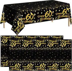 2 Pack 60th Birthday Tablecloth Table Cover Plastic Black Gold Happy Tablecloth Waterproof Rectangular Table Cloth Cover for Indoor or Outdoor Parties Birthday 2 Pack 60th Birthday Tablecloth Table Cover Plastic Black Gold Happy Tablecloth Waterproof Rectangular Table Cloth Cover for Indoor or Outdoor Parties Birthday