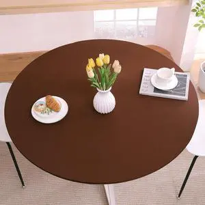Round Tablecloth with Elastic, Fitted Table Cloths for 45"-56" Tables,Stretch Spandex Washable Picnic Table Cover for Camping, Dining,Party,Indoor and Outdoor, Coffee Round Tablecloth with Elastic, Fitted Table Cloths for 45"-56" Tables,Stretch Spandex Washable Picnic Table Cover for Camping, Dining,Party,Indoor and Outdoor, Coffee
