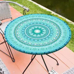 Round Tablecloth Fitted Elastic Waterproof Table Cover for 36"-44" Tables Round Tablecloth Fitted Elastic Waterproof Table Cover for 36"-44" Tables