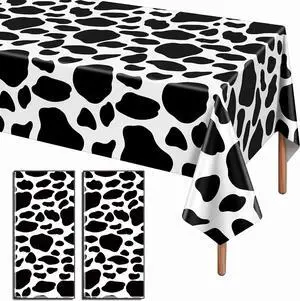 2 Pack Cow Print Plastic Tablecloth, 54 x 108 Inch PE Table Cover 2 Pack Cow Print Plastic Tablecloth, 54 x 108 Inch PE Table Cover