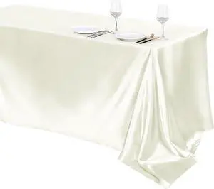 1 Pack Ivory Satin Tablecloth 102 x 58 Inch Overlay Table Cover 1 Pack Ivory Satin Tablecloth 102 x 58 Inch Overlay Table Cover