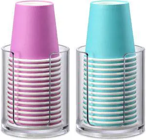Bathroom Cup Dispenser, 2 Pack Mouthwash Cups Holder, Small Disposable Paper Cup Holders For Rinsing Cups On Bathroom Vanity Countertops Bathroom Cup Dispenser, 2 Pack Mouthwash Cups Holder, Small Disposable Paper Cup Holders For Rinsing Cups On Bathroom Vanity Countertops