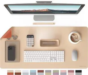 Double-Sided Two-Tone Faux Leather Desk mat Desktop Organization and Accessories Home and Office Large Mouse pad Game and Work (Apricot/Orange, 36"x17") Double-Sided Two-Tone Faux Leather Desk mat Desktop Organization and Accessories Home and Office Large Mouse pad Game and Work (Apricot/Orange, 36"x17")