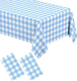 2 Pack Light Blue Gingham Tablecloth Rectangular Pale Blue and White Checkered Tablecloths Disposable Plastic Plaid Table Cover for Parties, Outdoor Picnic, Birthday, Wedding, Camping 54 × 108 Inch 2 Pack Light Blue Gingham Tablecloth Rectangular Pale Blue and White Checkered Tablecloths Disposable Plastic Plaid Table Cover for Parties, Outdoor Picnic, Birthday, Wedding, Camping 54 × 108 Inch