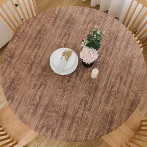 Round Vinyl Fitted Tablecloth with Flannel Backing Elastic Table Cloth Waterproof Oil-Proof Plastic Table Cover Best for 37"-44" Round Round Vinyl Fitted Tablecloth with Flannel Backing Elastic Table Cloth Waterproof Oil-Proof Plastic Table Cover Best for 37"-44" Round