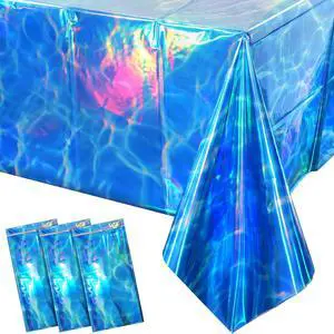 3Pcs Iridescent Ocean Waves Party Tablecloth Decorations,54x108 inch Blue Under The Sea Plastic Table Cover Disposable Rectangle Table Cloth for Baby Shower Summer Beach Pool Birthday Party Supplies 3Pcs Iridescent Ocean Waves Party Tablecloth Decorations,54x108 inch Blue Under The Sea Plastic Table Cover Disposable Rectangle Table Cloth for Baby Shower Summer Beach Pool Birthday Party Supplies