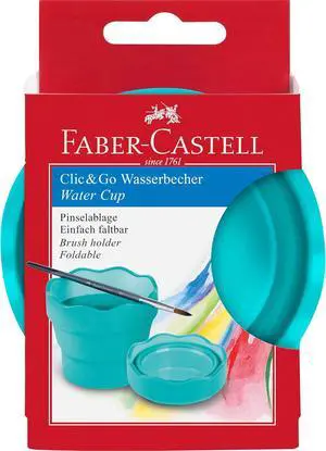 Clic & Go Portable Paint Water Cup with Brush Holder, Turquoise - Collapsible Paint Brush Cleaner Rinse Cup, Travel Friendly Painting Accessories Clic & Go Portable Paint Water Cup with Brush Holder, Turquoise - Collapsible Paint Brush Cleaner Rinse Cup, Travel Friendly Painting Accessories