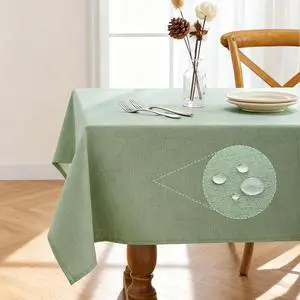 Rectangle Linen Tablecloth Waterproof & Stain Resistant, Wrinkle-Free Table Cloth Adds Elegance and Protection, Ideal for Dining, Party, Wedding and Outdoor, 52 x 70 Inch, Sage Green Rectangle Linen Tablecloth Waterproof & Stain Resistant, Wrinkle-Free Table Cloth Adds Elegance and Protection, Ideal for Dining, Party, Wedding and Outdoor, 52 x 70 Inch, Sage Green