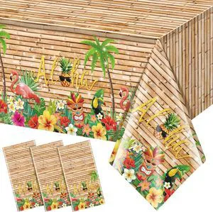 3Pcs Hawaiian Luau Tablecloth Tiki Party Tablecloths Tropical Table Cloth Plastic Disposable Rectangle Table Covers for Tiki Bar Tropical Summer Beach Pool Birthday Party Decorations ,108x 54 Inch 3Pcs Hawaiian Luau Tablecloth Tiki Party Tablecloths Tropical Table Cloth Plastic Disposable Rectangle Table Covers for Tiki Bar Tropical Summer Beach Pool Birthday Party Decorations ,108x 54 Inch