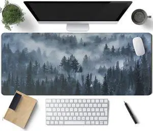 Grey Forest Patterns Desk Mat, Large Gaming Mouse Pad Non-Slip Rubber Base with Stitched Edges, Waterproof Protection for PC Laptop Home Office Desk Decor (31.5x15.7in) Grey Forest Patterns Desk Mat, Large Gaming Mouse Pad Non-Slip Rubber Base with Stitched Edges, Waterproof Protection for PC Laptop Home Office Desk Decor (31.5x15.7in)